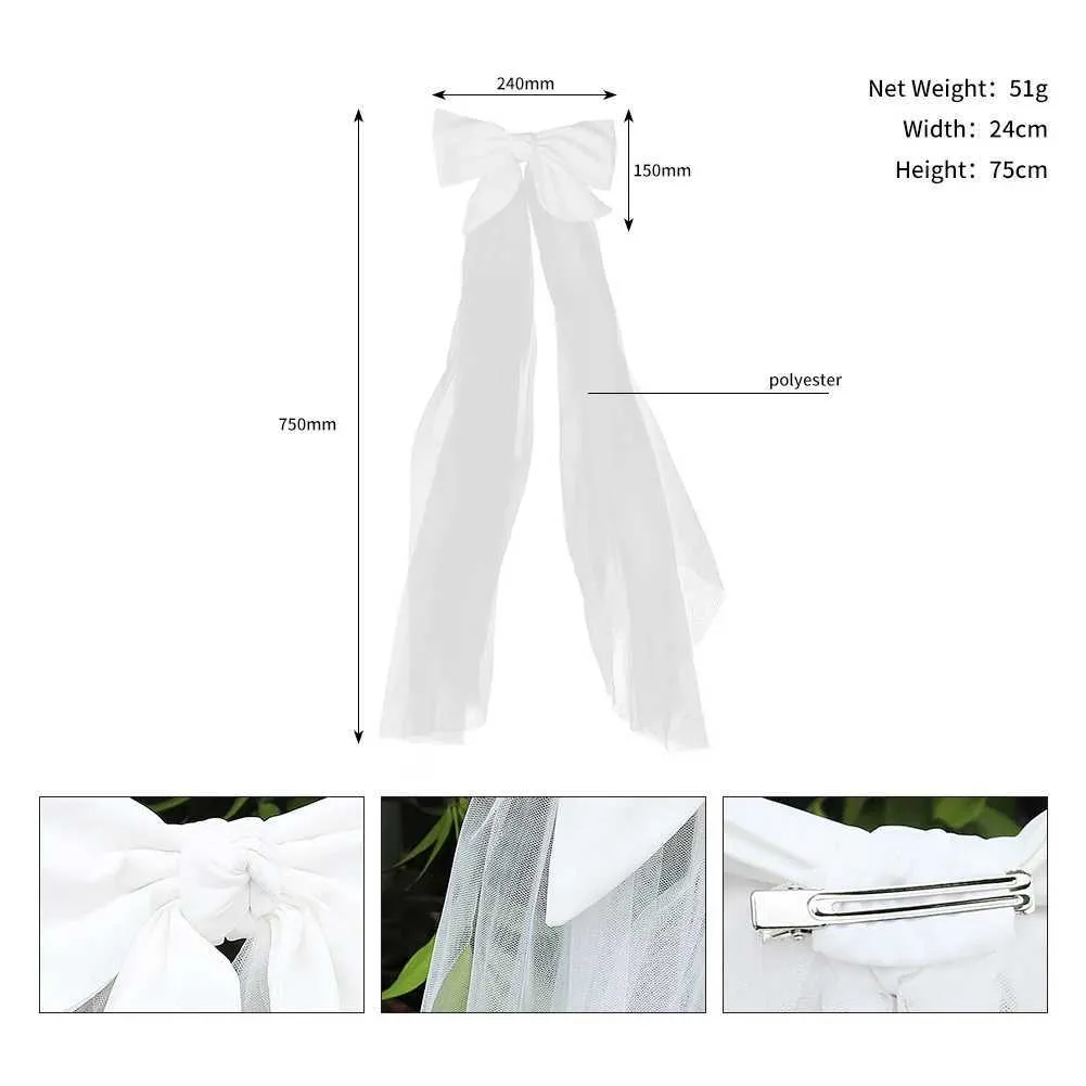 Haarschmuck Doppellagiger Mesh-Tüll Einfarbige Frauen Kurzer Hochzeitsschleier mit Clip-Bandkante Mitte Kaskadenbraut_voghion.com