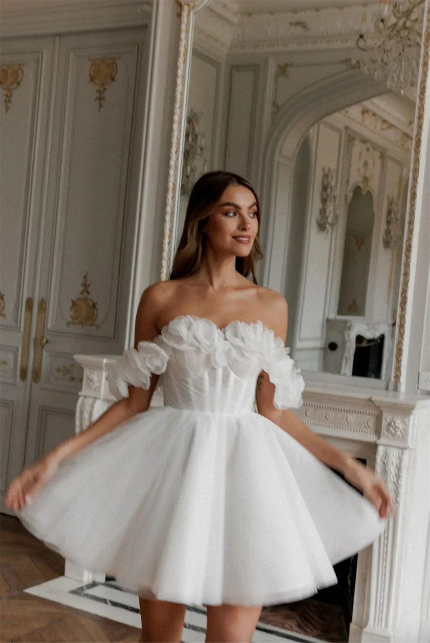White tulle cocktail dress online