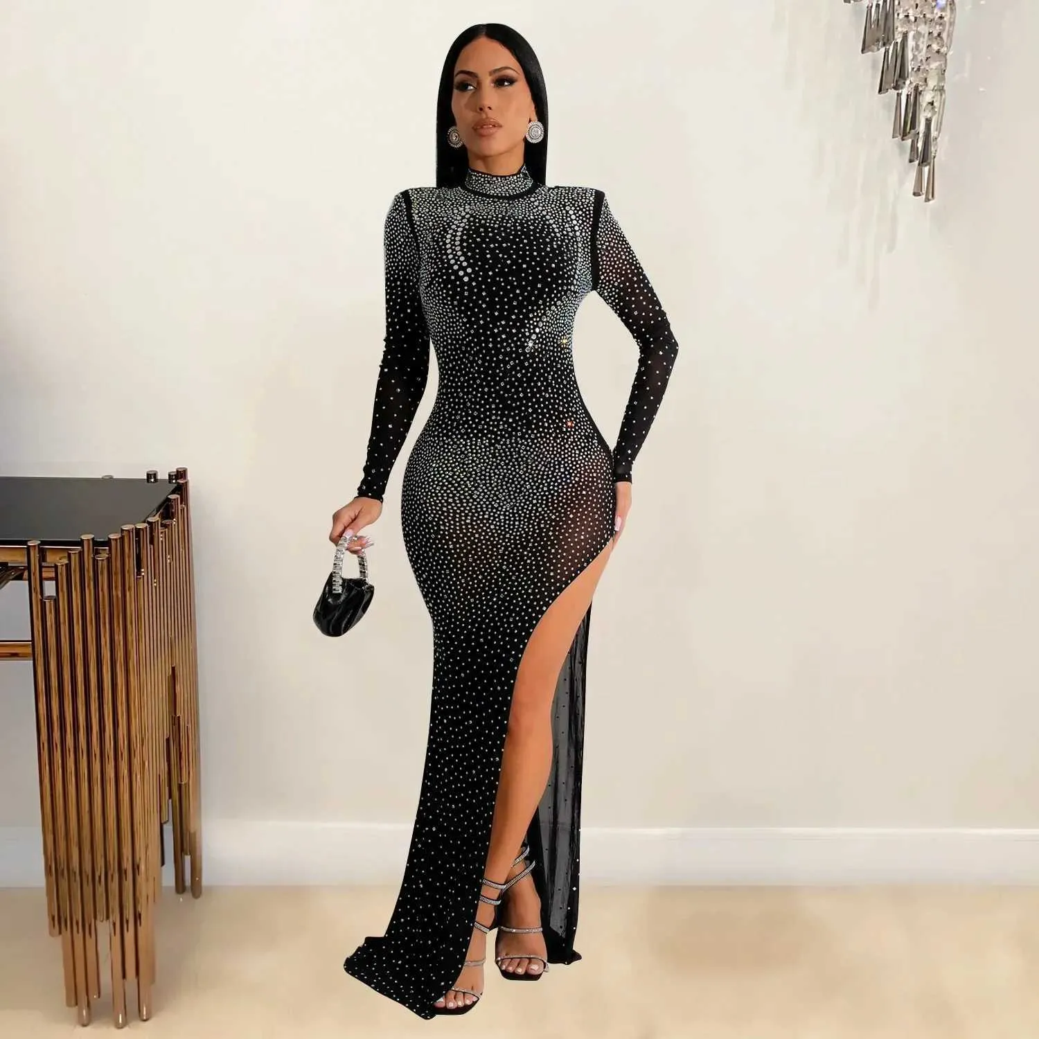 Sexy long sleeve maxi dress deals