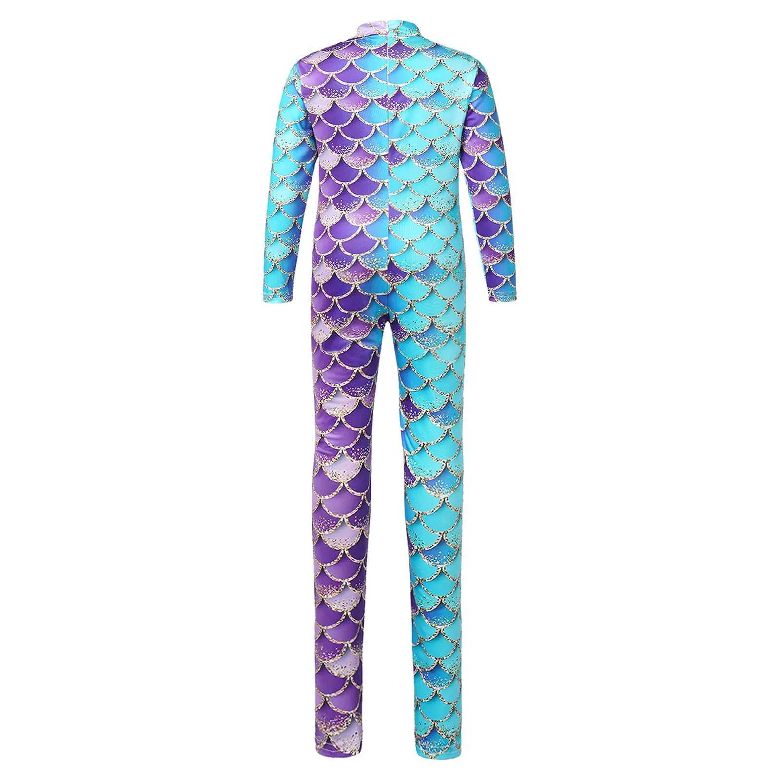 DHgate Kids Mermaid Jumpsuit Long Sleeve Unitard Colorful Fish Scale Print Bodysuit for Halloween Carnival Party and Cosplay Baby Kids Maternity