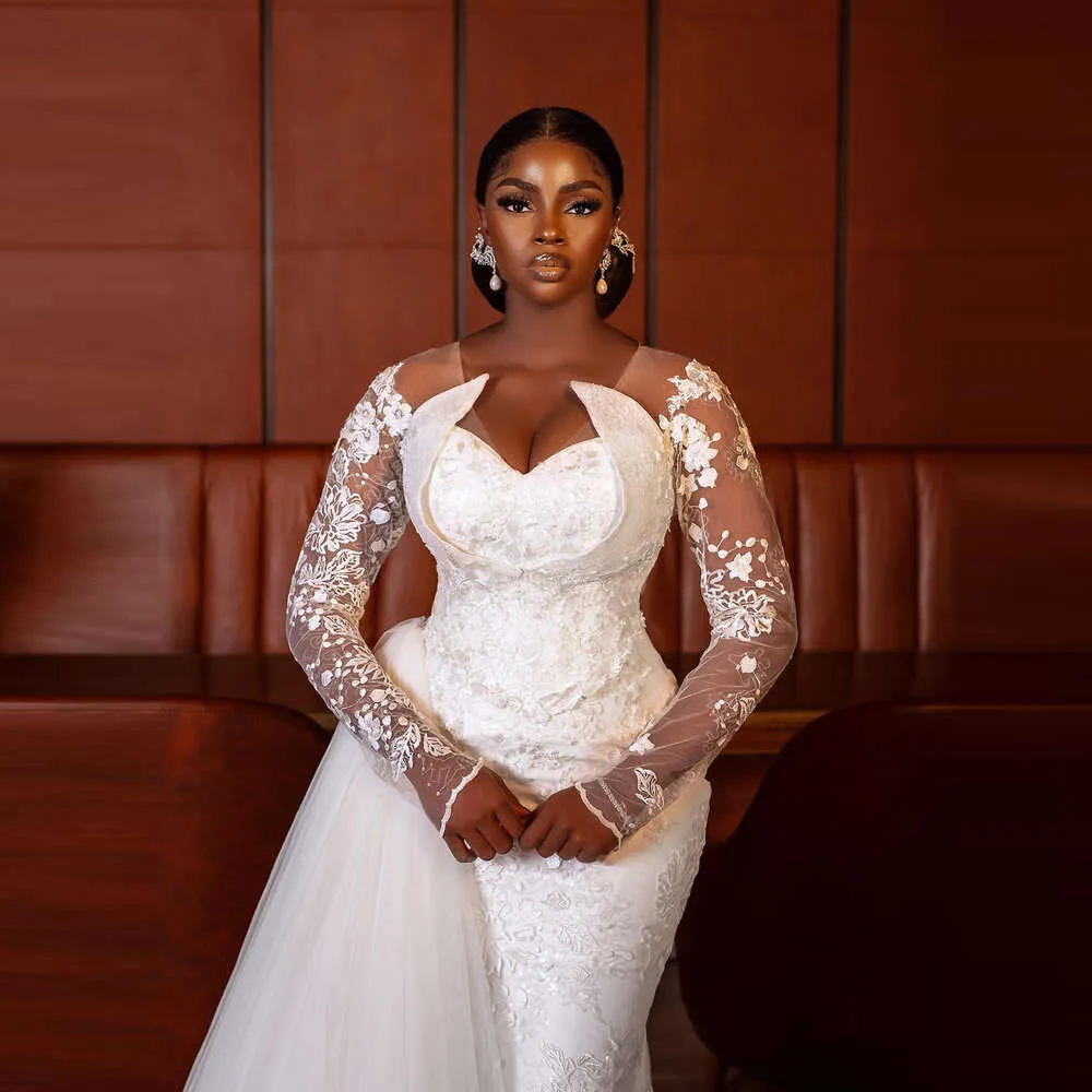 African Women Mermaid Wedding Dresses V Neck Lace Bridal Gown With  Appliques \u0026 Sequins, Long Sleeves, Spring Summer Bridal Dress From  Babynice888, $232.76 | DHgate.Com, image size:1000x1000