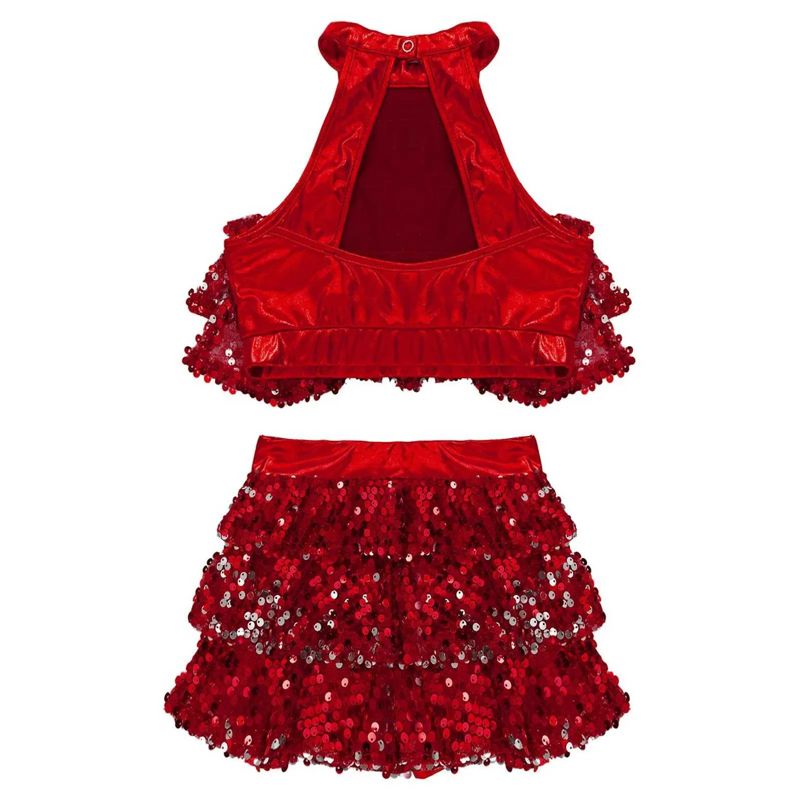red sequin crop top dance