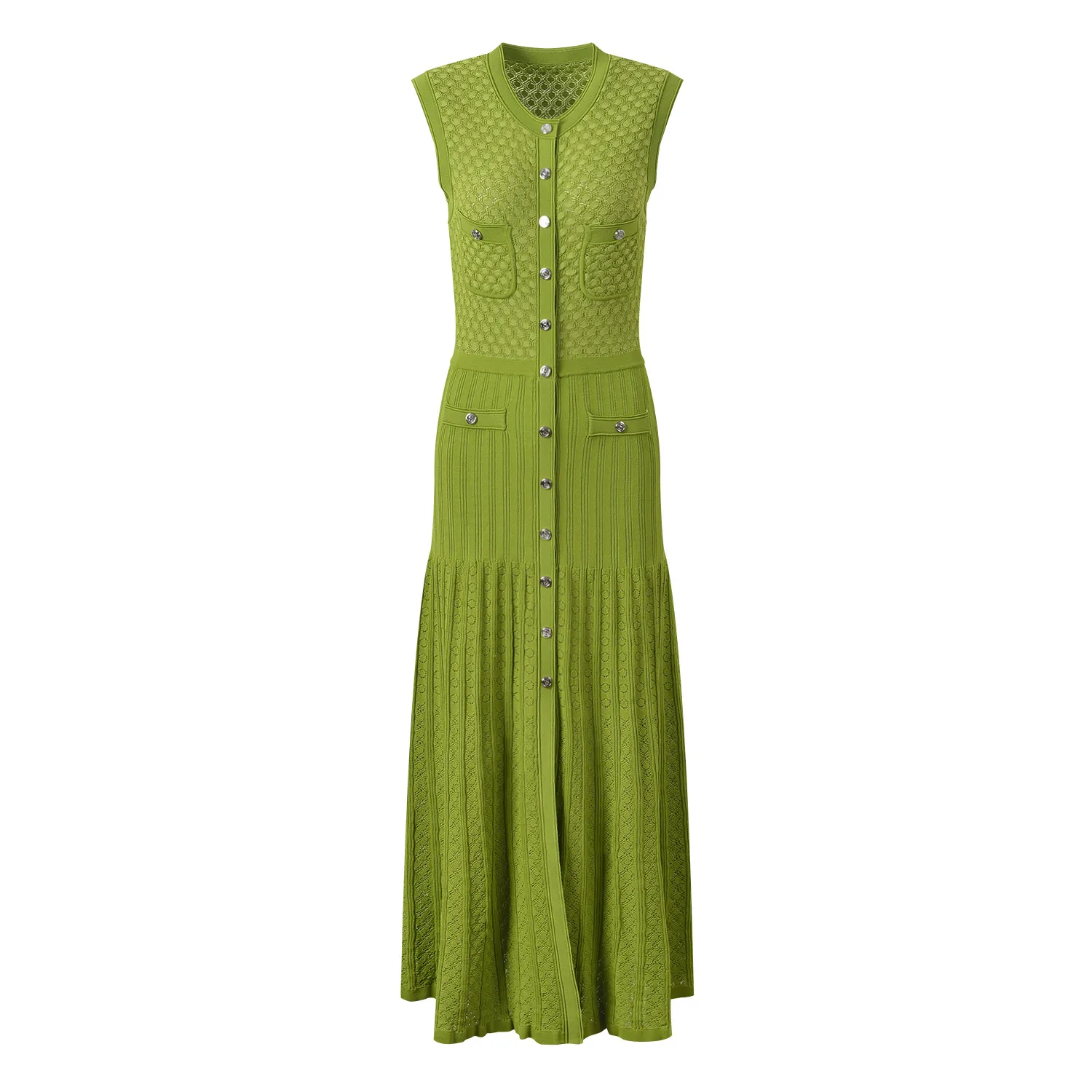 Y4W165001 Green Knit Dress Sleeveless Casual Long... From Risabeira, $61.31  In Bulk | DHgate.Com