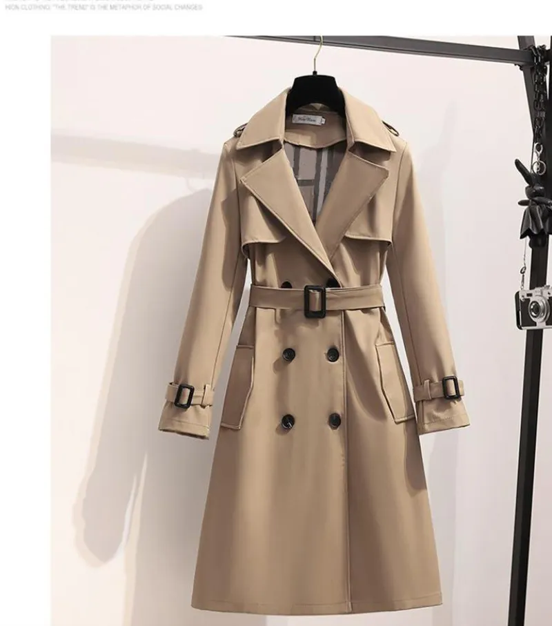 S 4XL Autumn Fashion Elegant Belt Coat Women Loose Mid Length Windbreaker Female Casual Long From 24 52 DHgate