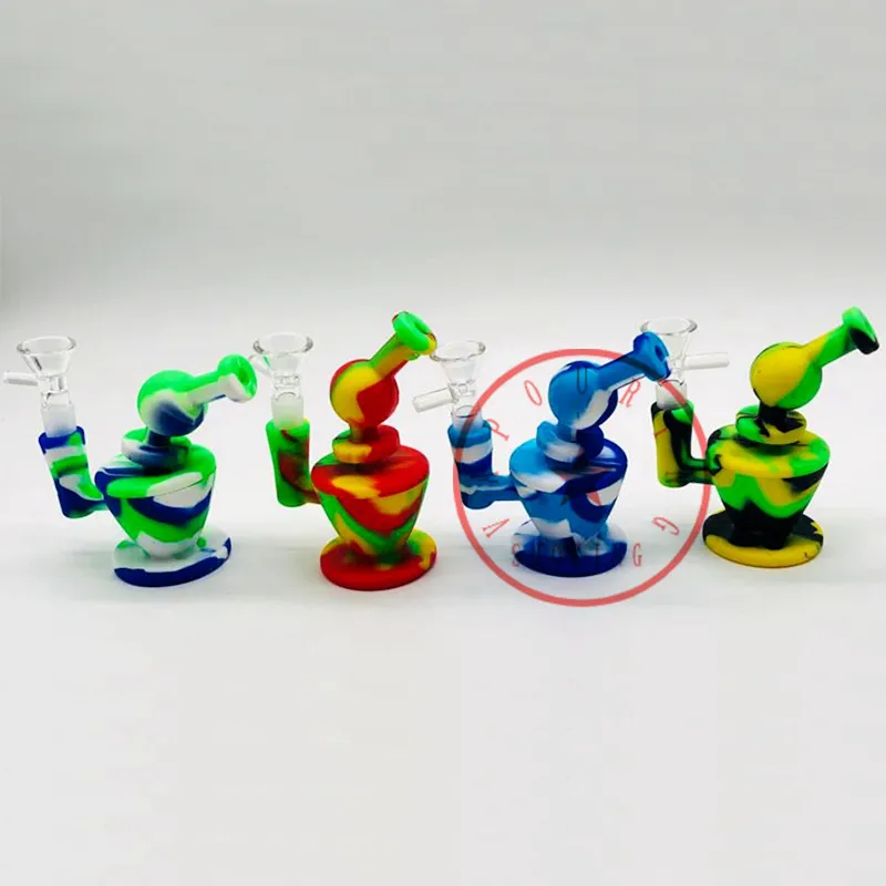 Mini Ball Colorful Silicone Glass Bong Hookah Shisha Smoking Waterpipe