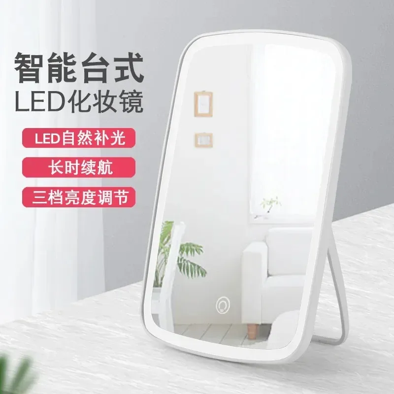 LED Makeup Mirror with Touch Screen 5x Magnification Portable Folding Vanity Mirror for Travel Home