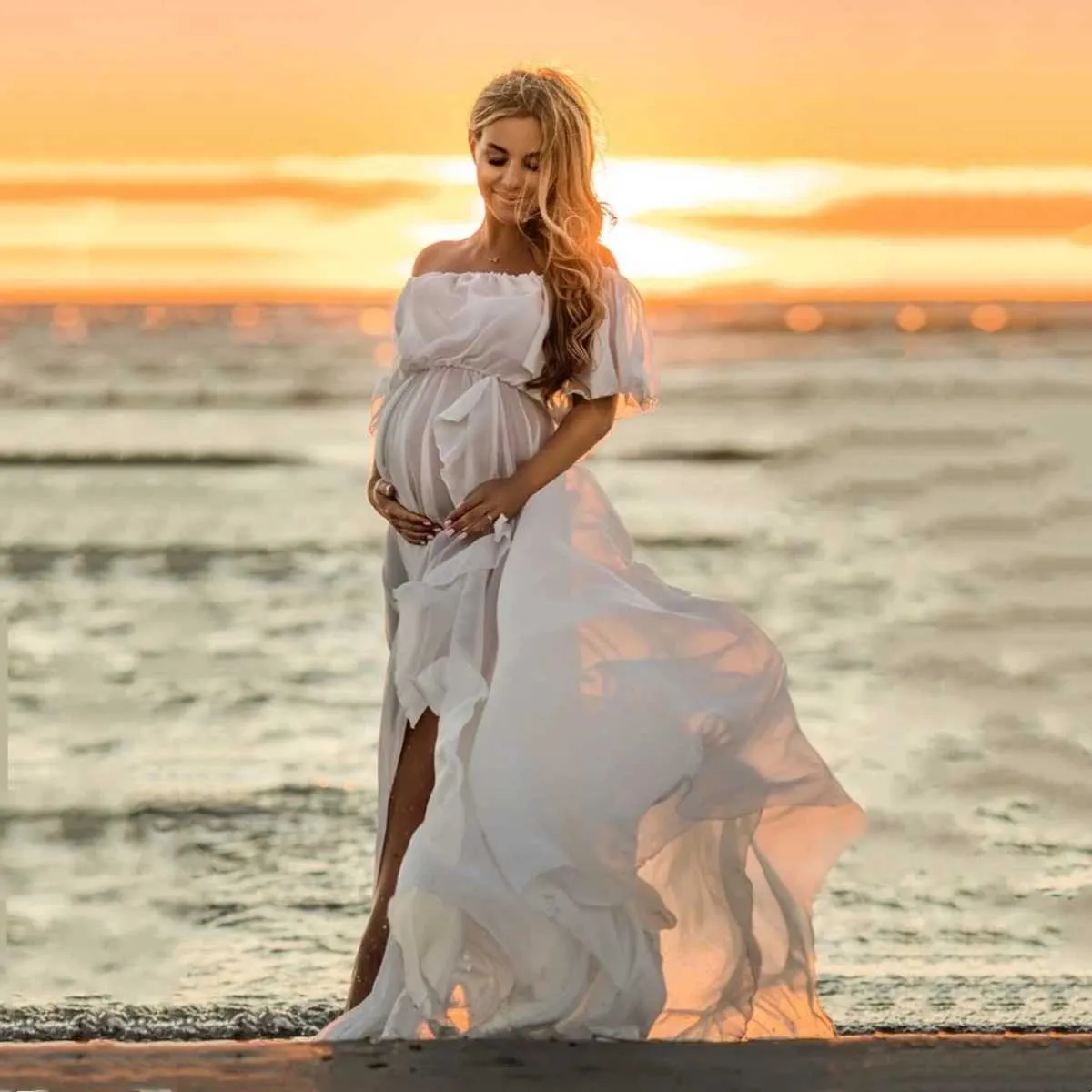 Maternity maxi skirt to the side online