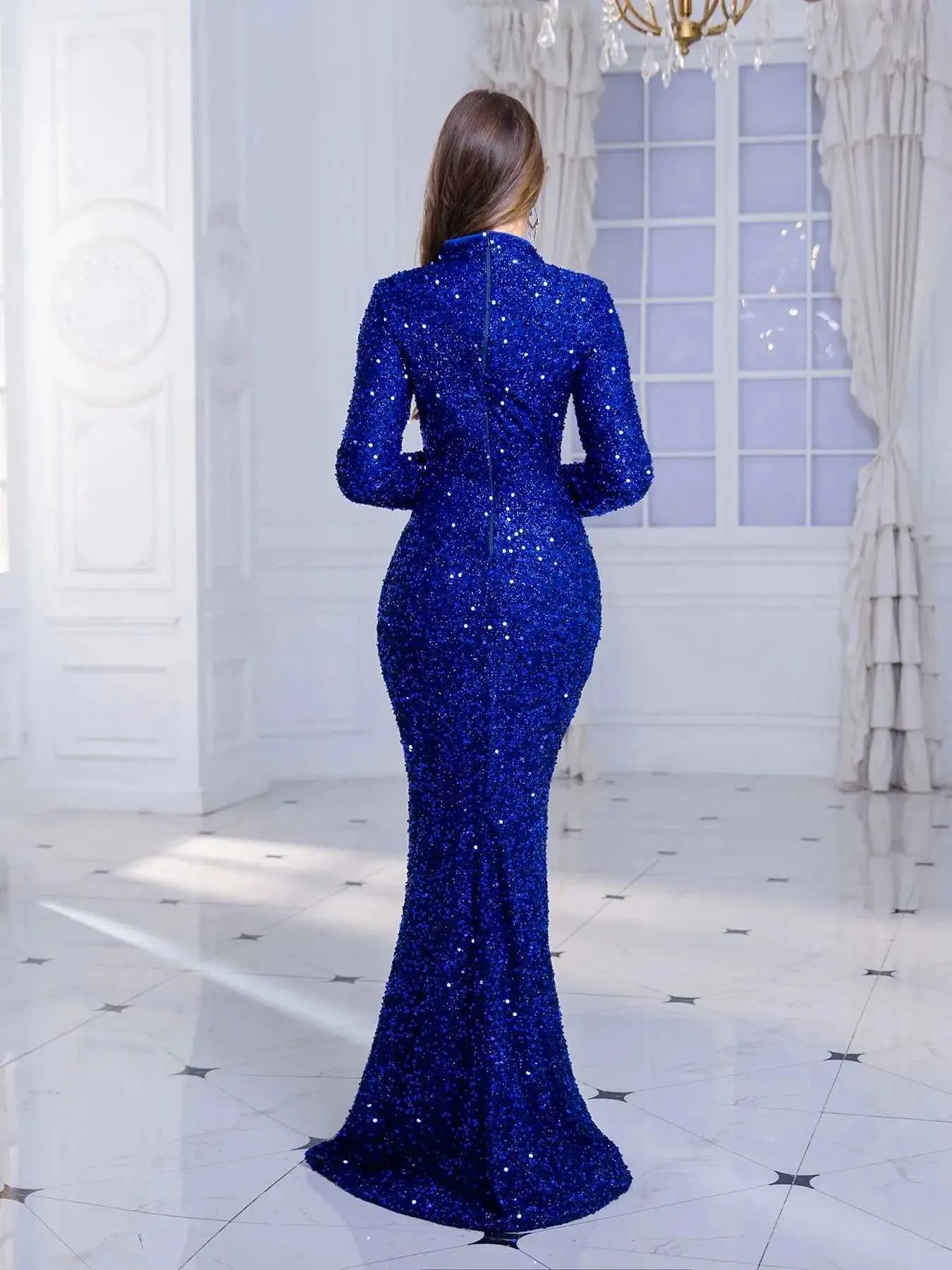 blue shiny dress Shimmering Light Blue Sequin Mermaid Prom Dress with Spaghetti Strap and Corset Back 22229 Light Blue / 24W