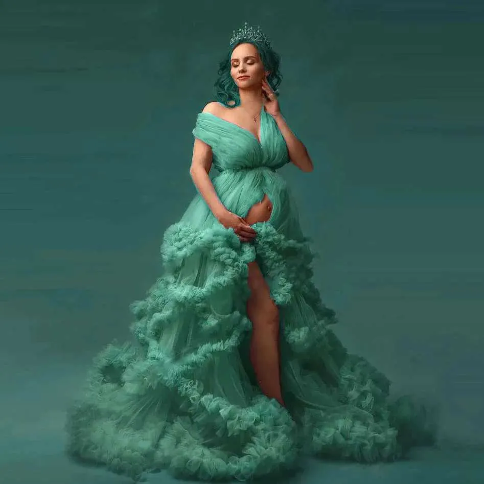 knee length dresses for ladies Teal Green Lace Mesh Overlay Maternity Maxi Dress – PinkBlush main image 1