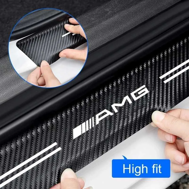 4 PCS Car Door Sill Protectors, Anti Scratch Carbon