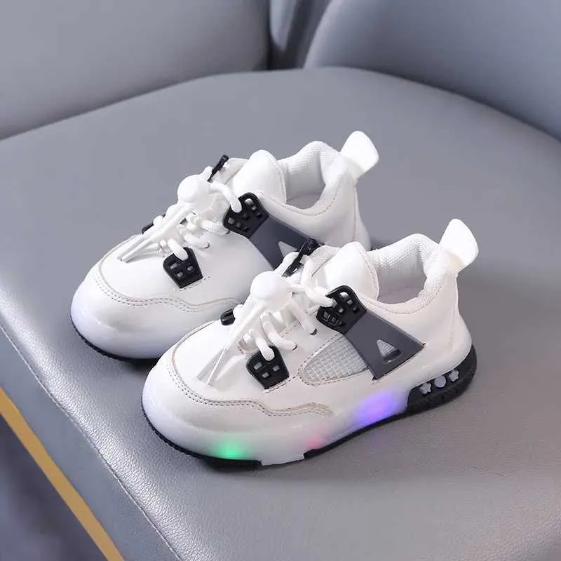 DHgate Boys Shiny Light Up Leather Sneakers Colorful Spring and Autumn LED Shoes for Kids Baby Kids Maternity
