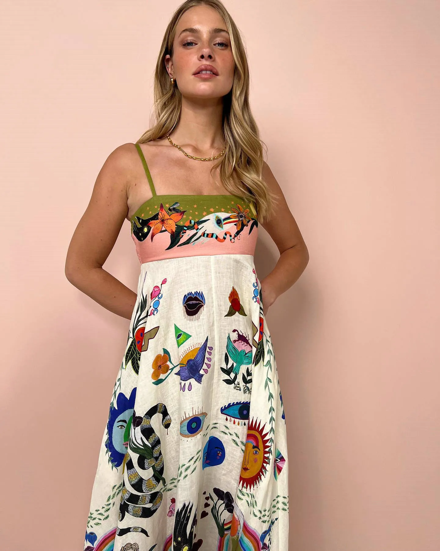 white christmas dresses Frida Linen Dress in Ivory main image 1