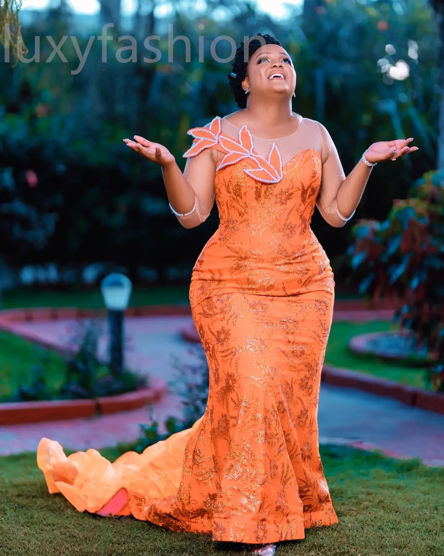 Floral mermaid prom dress sales