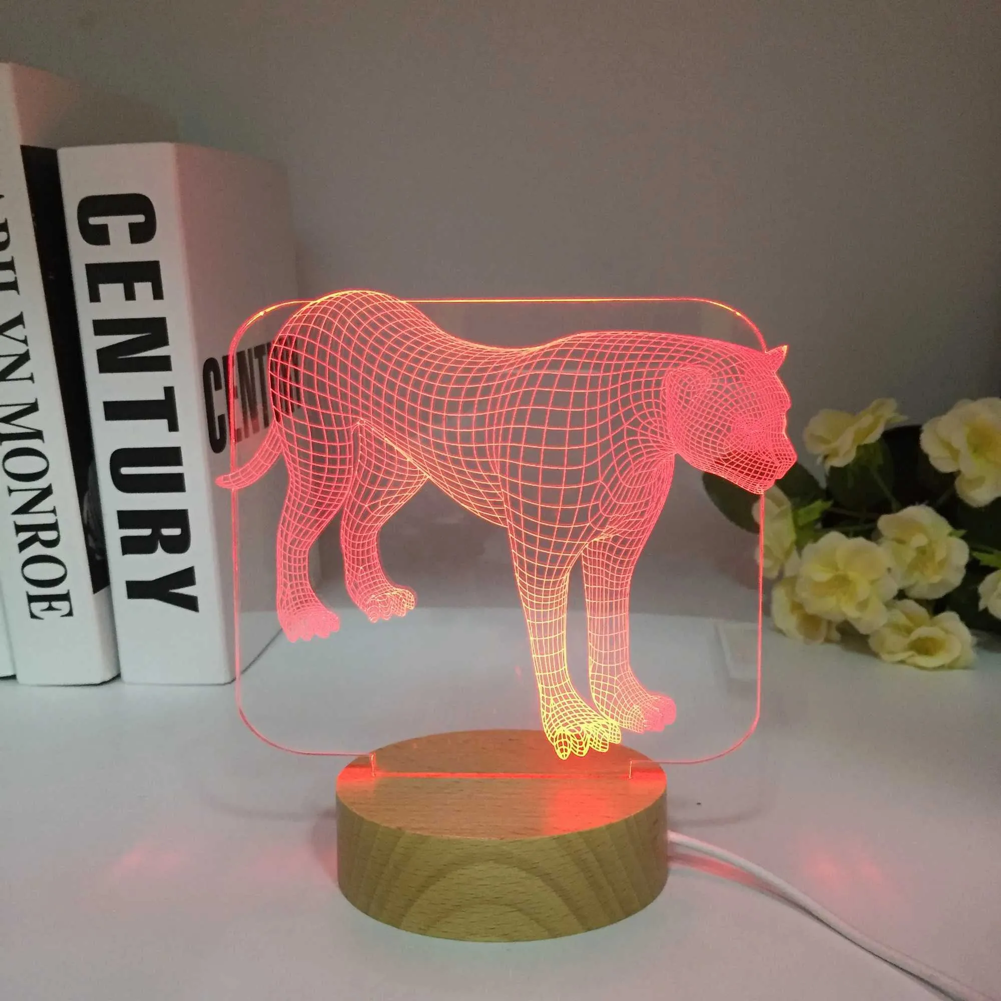Wooden animal lamp on sale