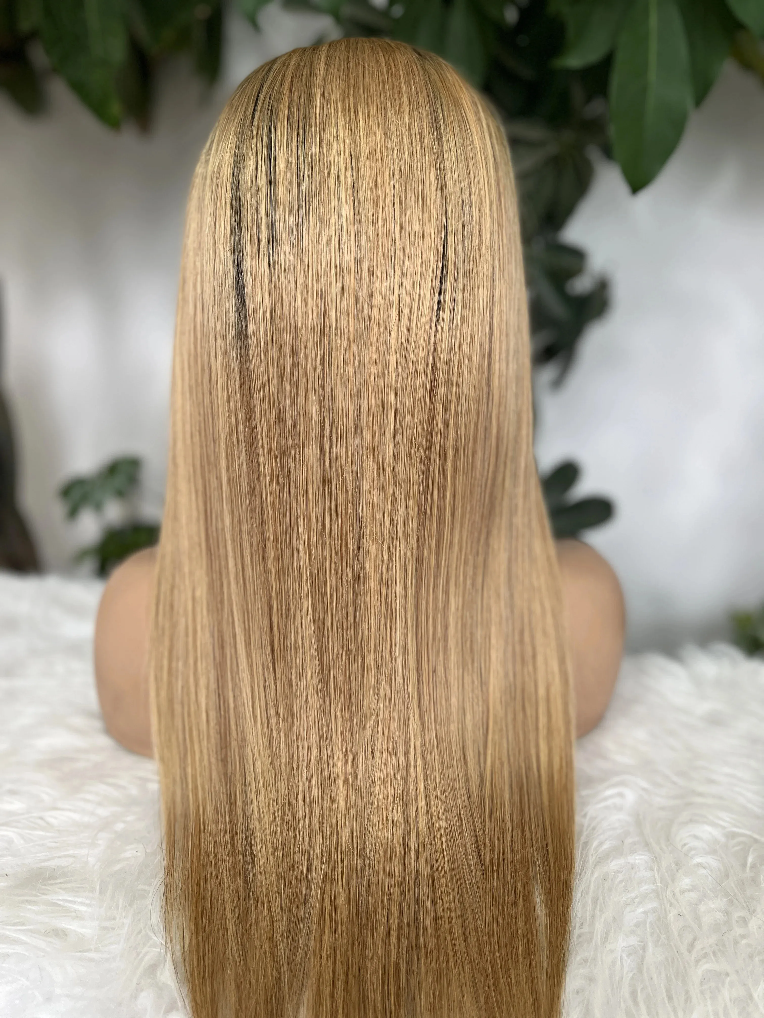 Kim Kardashian Layered Straight Blonde Lace Front Wig Dark 