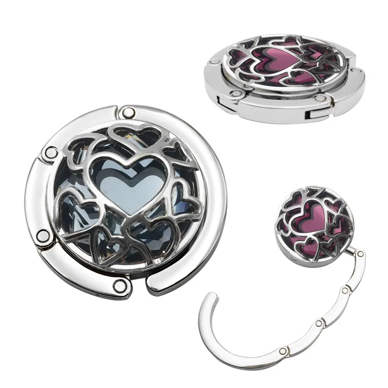 Purse Table Hook Folding Bag Hanger With Hollow Heart Design