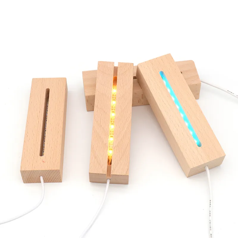 Led Rectangular Light Base With Remote 5mm RGB led stand for what with Remote Switch Control, Rectangular Wood ...