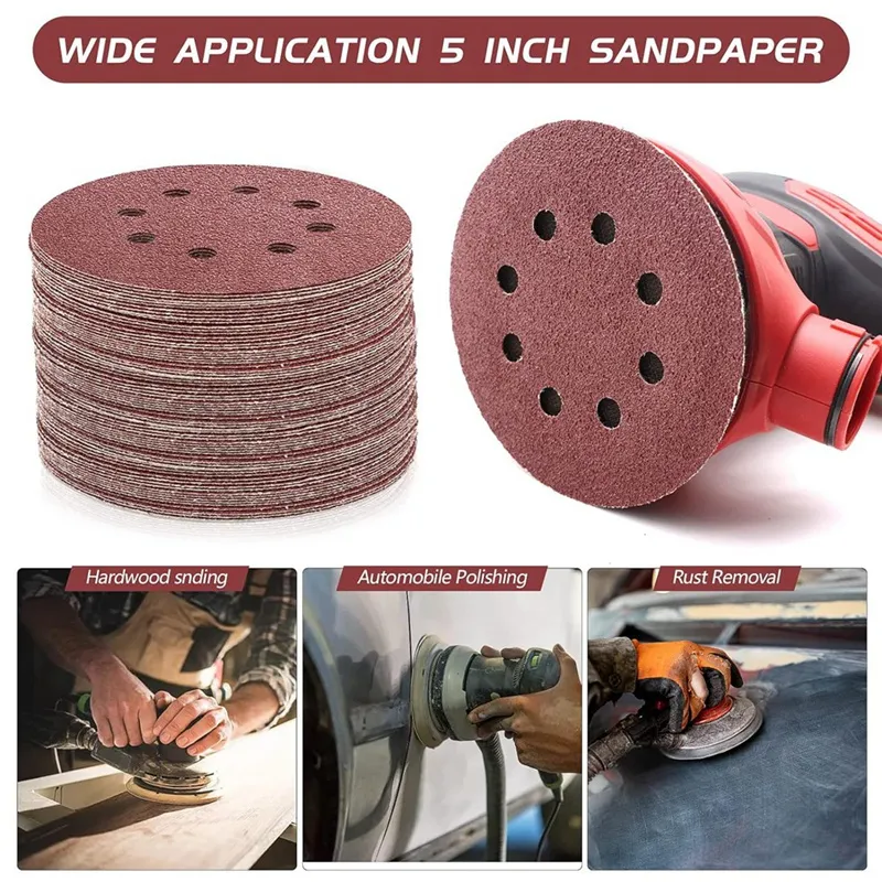 50 Pcs 4 Inch Sanding Discs - 40 Grit Hook & Loop Pads For Orbital Sander