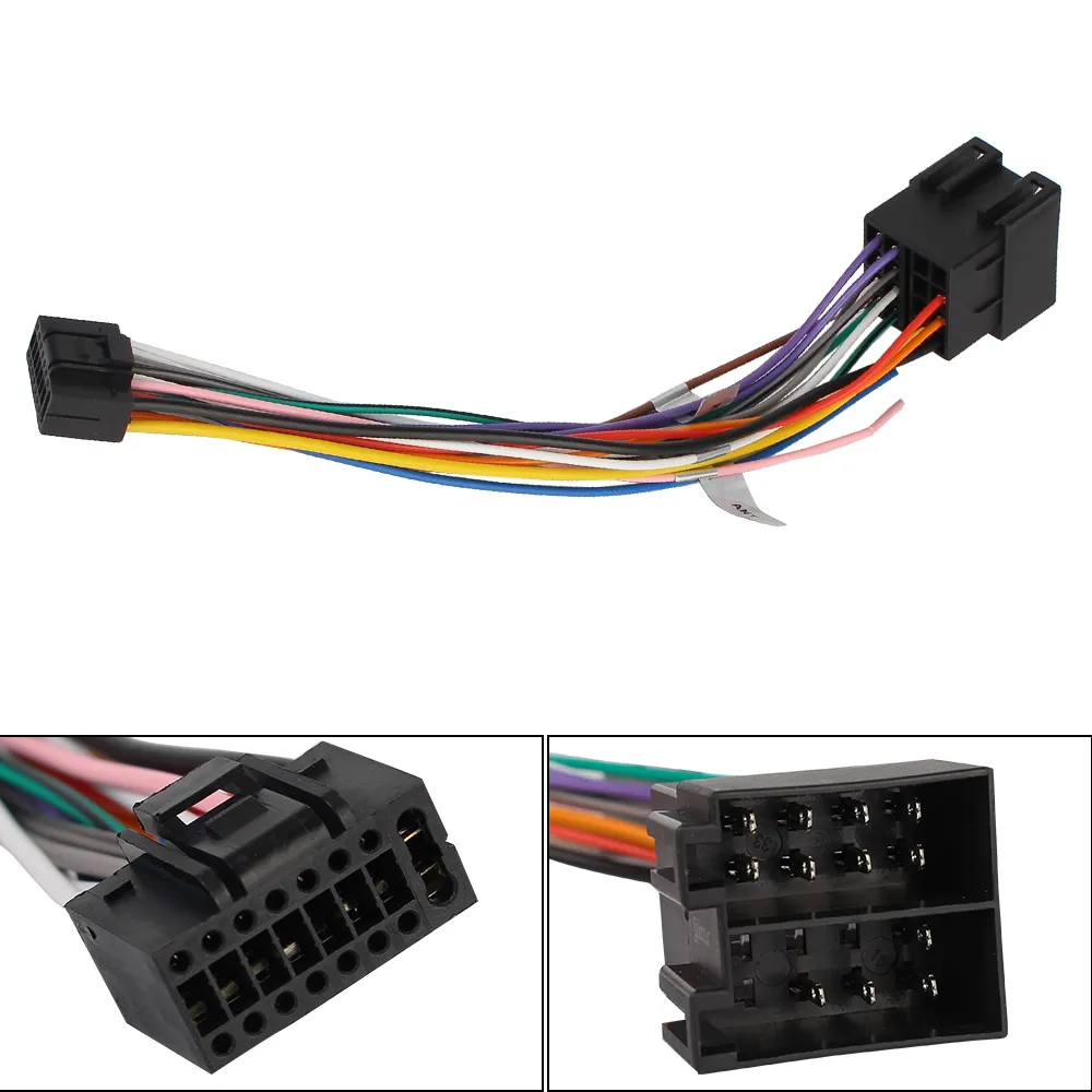 Jayubien Car Radio Stereo Wiring Harness Adapter,16Pin ISO Radio Wire Harness With Butt Connector Replacement Cable For Aftermarket Car CD DVD Head