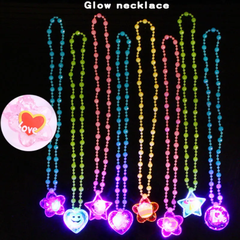Luminous LED Flashing Pendant Necklaces for Kids - 5/10/20/30/Glow ...