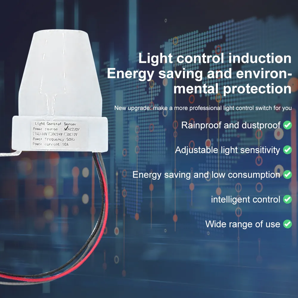 Automatische Fotocelschakelaars Voor Weglicht, Multifunctionele Outdoor Fotocel Sensor, 10A Automatische Fotocel Lichtschakelaars, Schemer Tot Dageraad Dag Nacht Sensor Foto-elektrische Controle