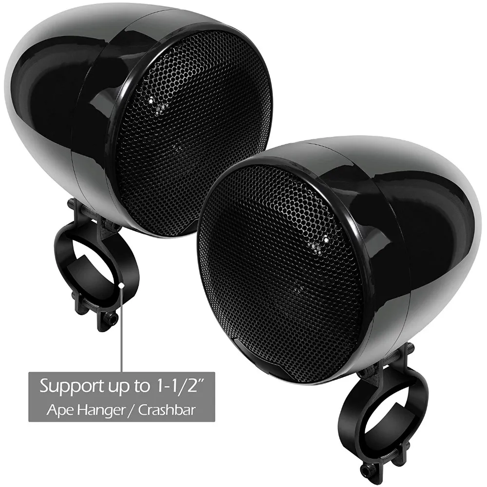 Bluetooth Wireless Speaker Stereo System 25W - Waterproof For ATV UTV Scooter - Red