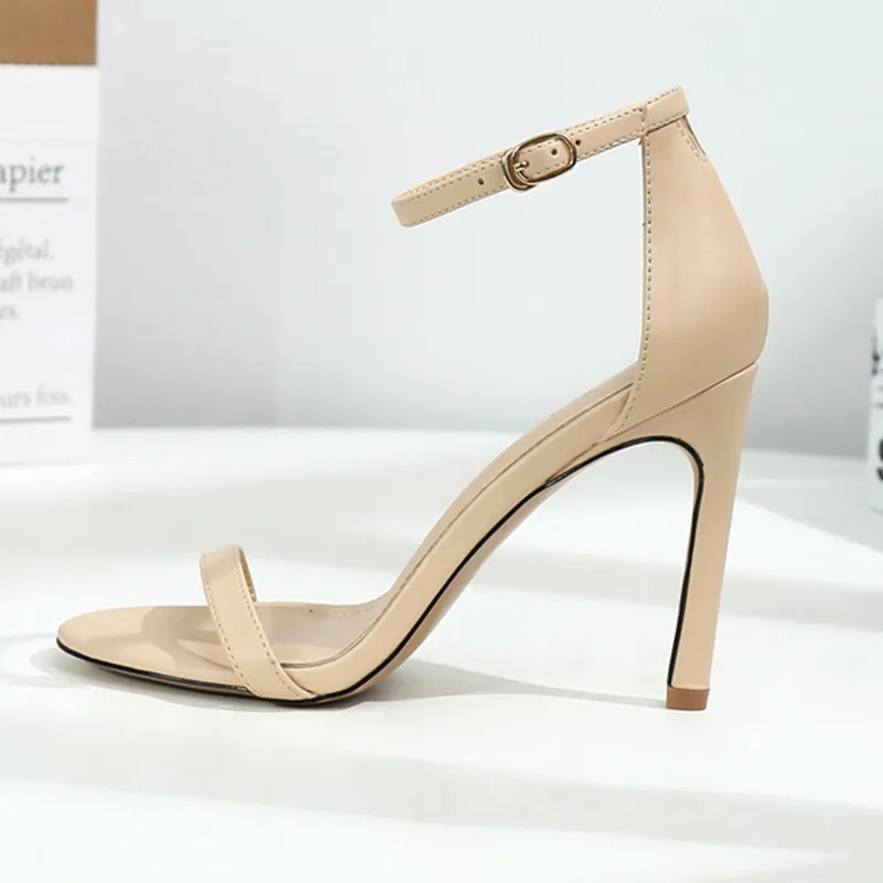 Nude strappy low heels sales
