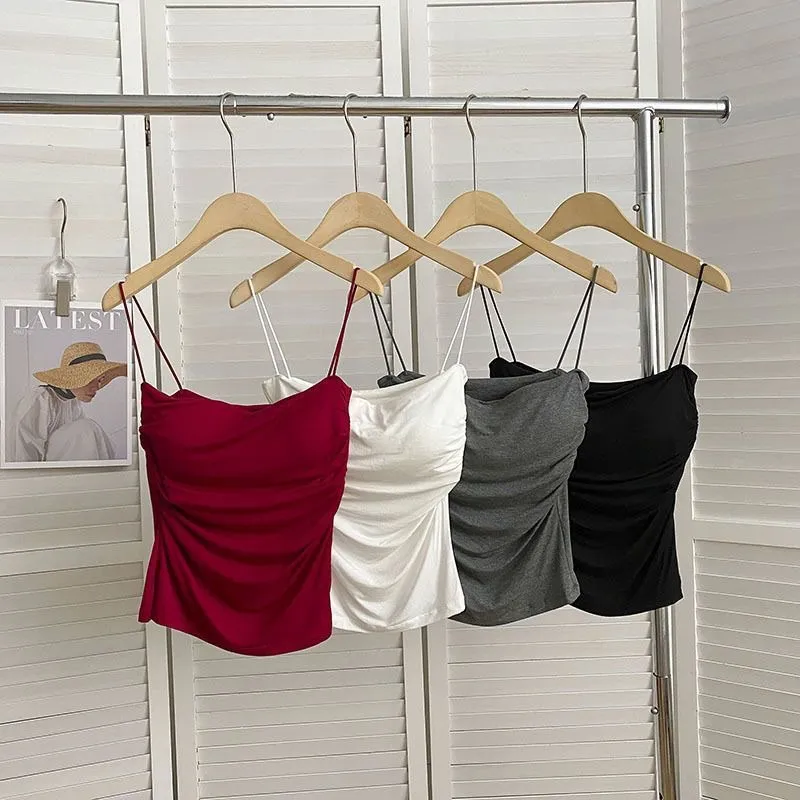 2024 Zomer Hemdje Slank Vest Sexy Vrouwen Mouwloze Spaghettibands Crop Tops Efften Witte Tanktop Vrouwelijke Koreaanse Rode Tops Y 2k Von 7 82 DHgate