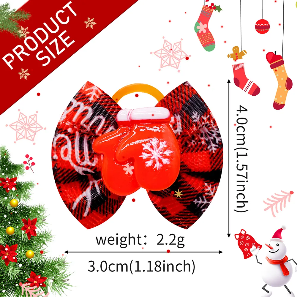 30/50pcs Christmas Pet Dog Flowers Bowtie With Elastic Band Fashion Dog Grooming Product For Small Middle Large Dog Bowties