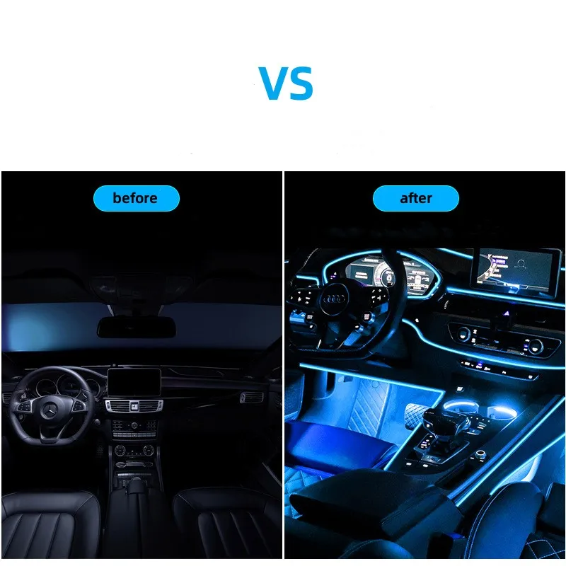 6M Car RGB Interior Ambient LED Strip Light, 5 in 1 RGB 16
