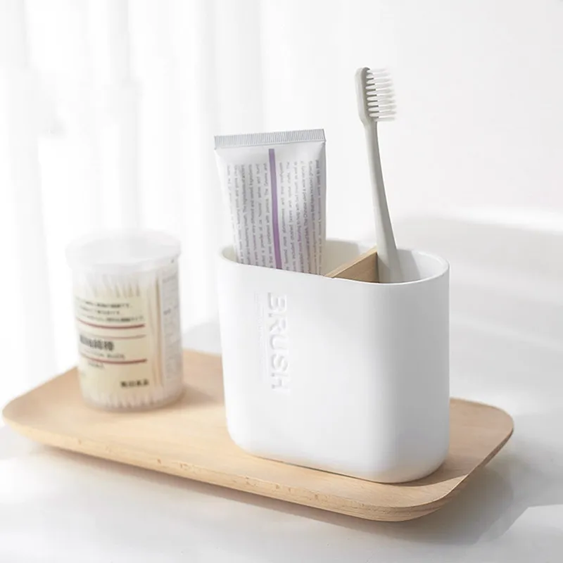 Set accessoires,Porte-brosse à dents en bambou et bois,porte-brosse à