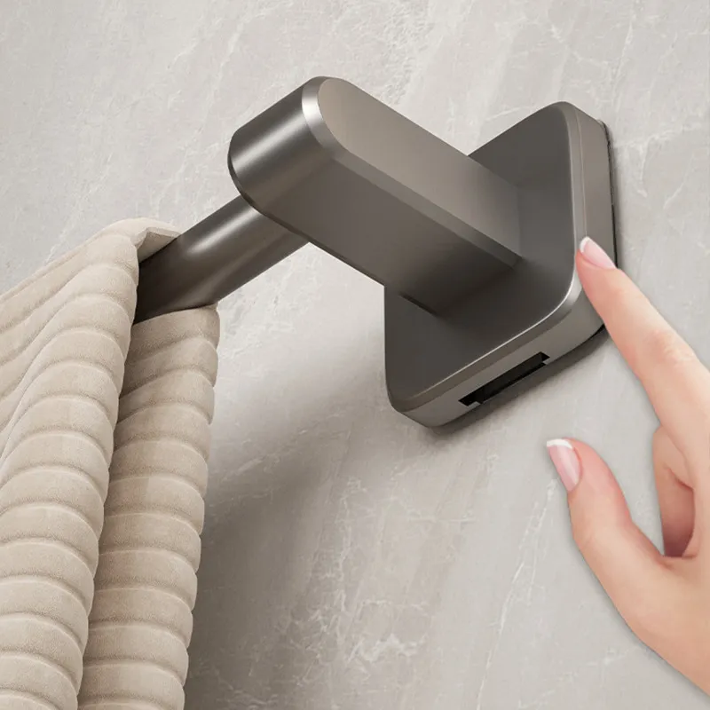 Hand Towel No Drill Towel Rack Upgraded No-Drill Towel Holder,  Self-Adhesive Bathroom Towel Rack