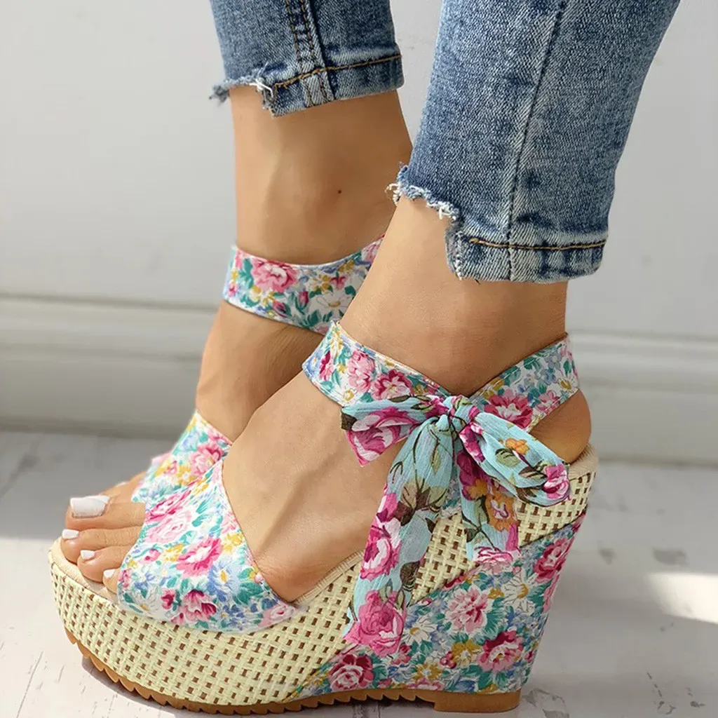Floral platform wedges best sale