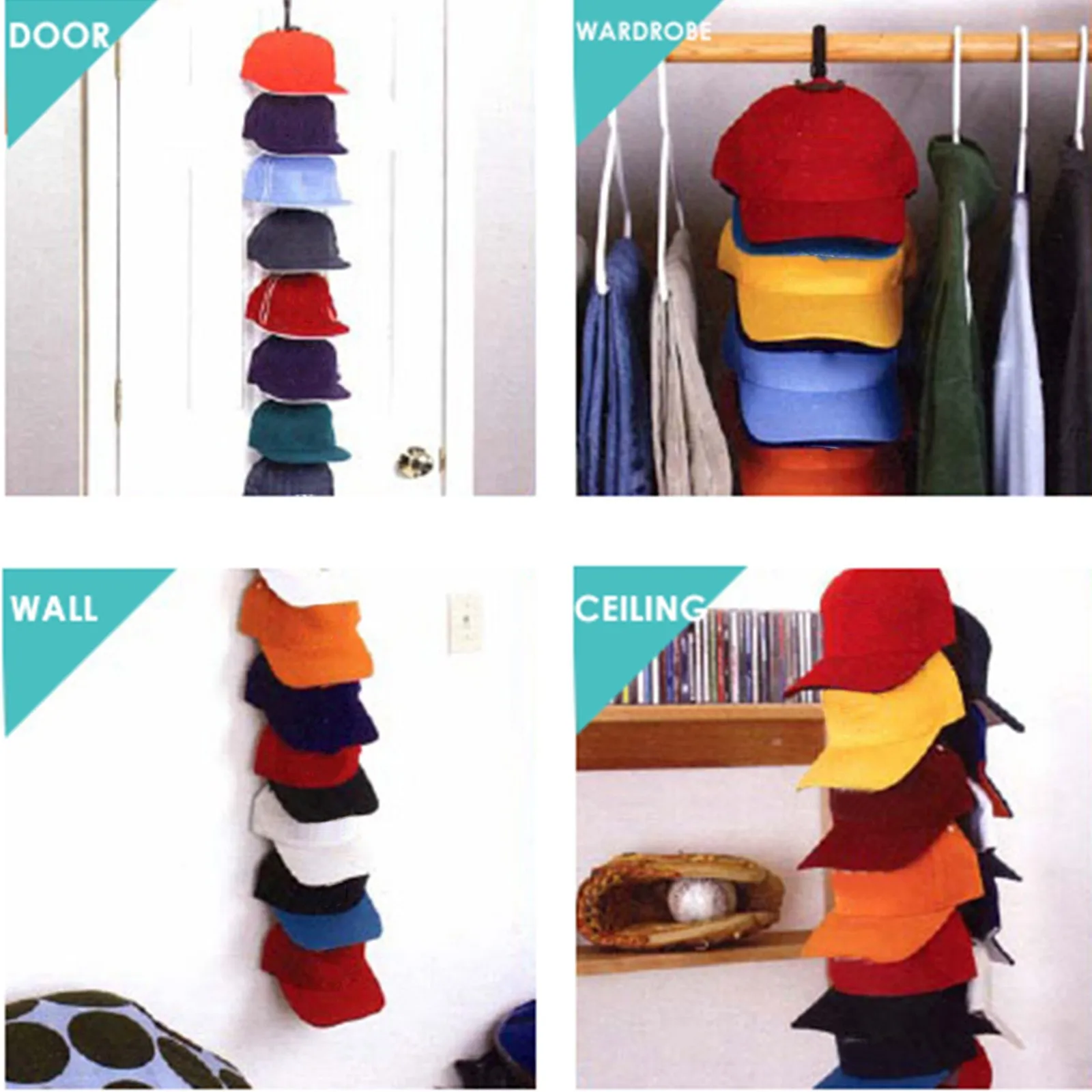 Adjustable Cap Organizer Wall Door Mounted Hat Rack Bag Storage Holder Space saving Hanger for Home Dorm Travel