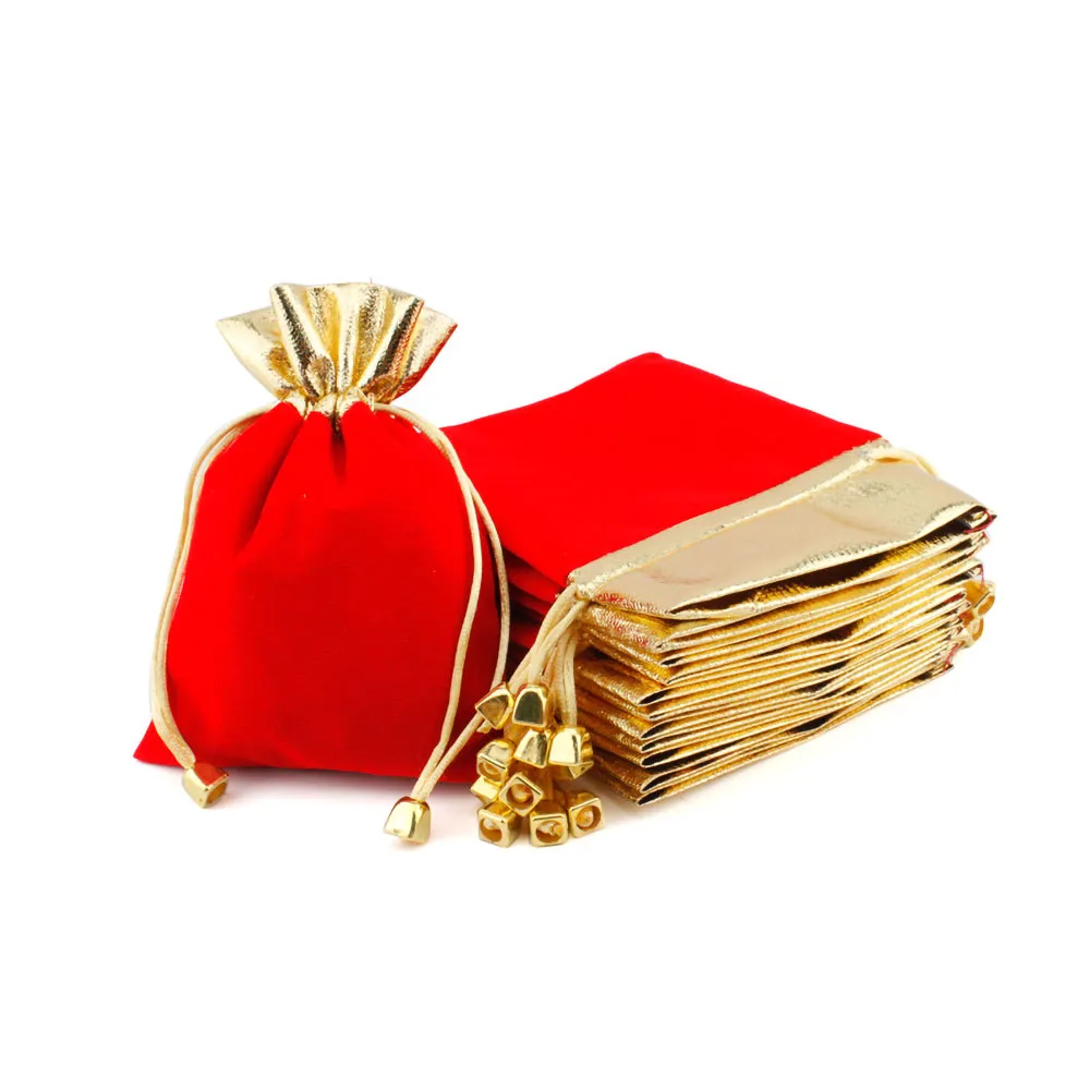 Elegant Red Velvet Drawstring Pouch: 50-Pack Gift Bags for Weddings ...