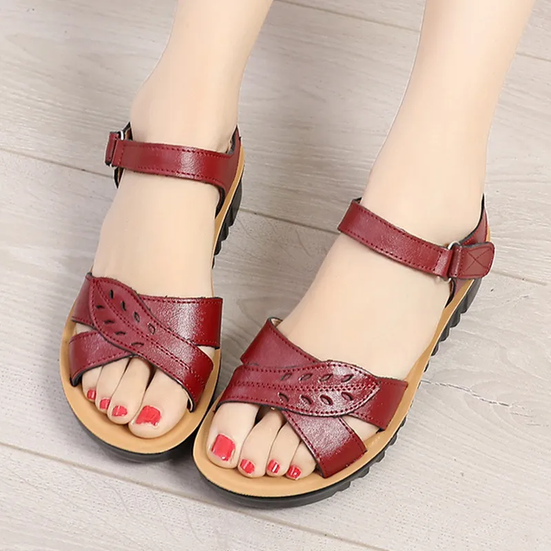 Save Big on Bulk Womens Flat Leather Sandals Women Sandals 2020 New Women  Leather Footwear Flat Sandals Women Soft Bottom Casual Summer Shoes Mother 