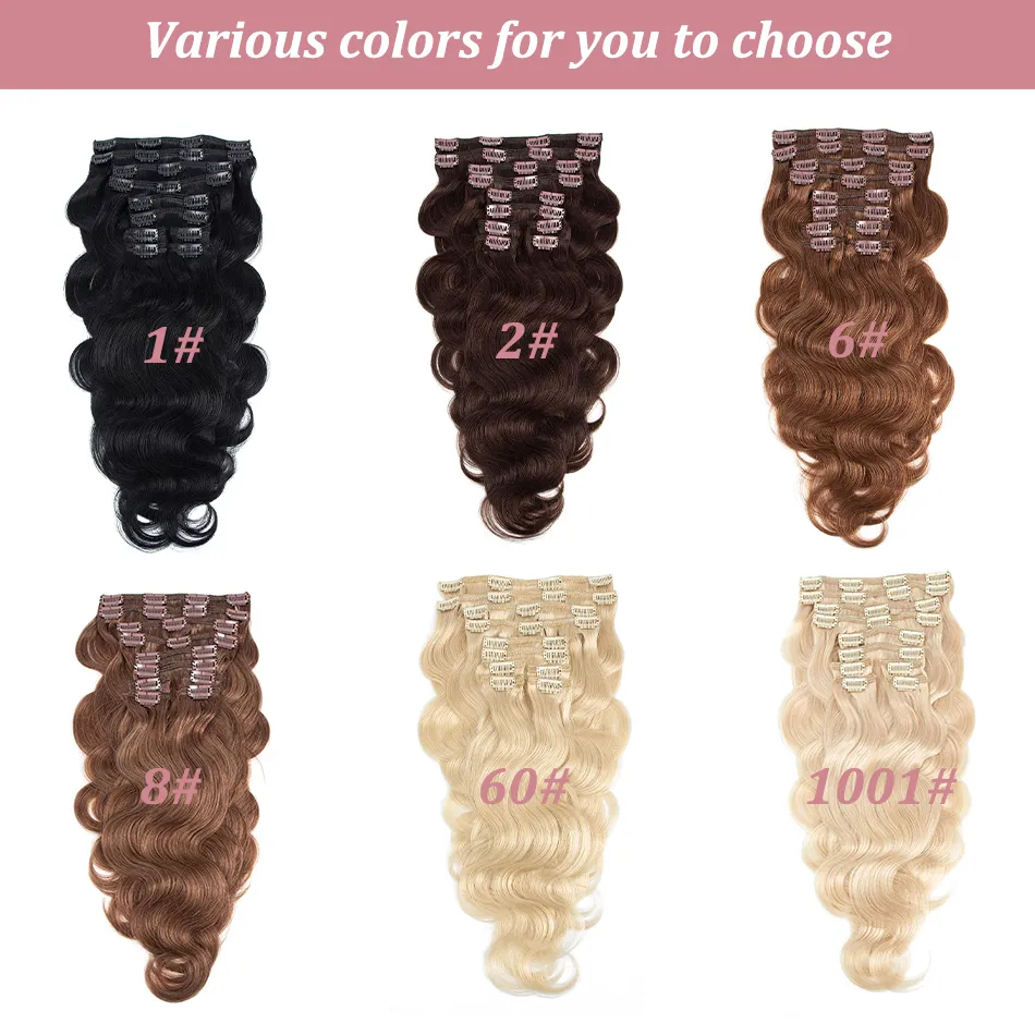 Clipins hair extensions human hair number 2 hot sale