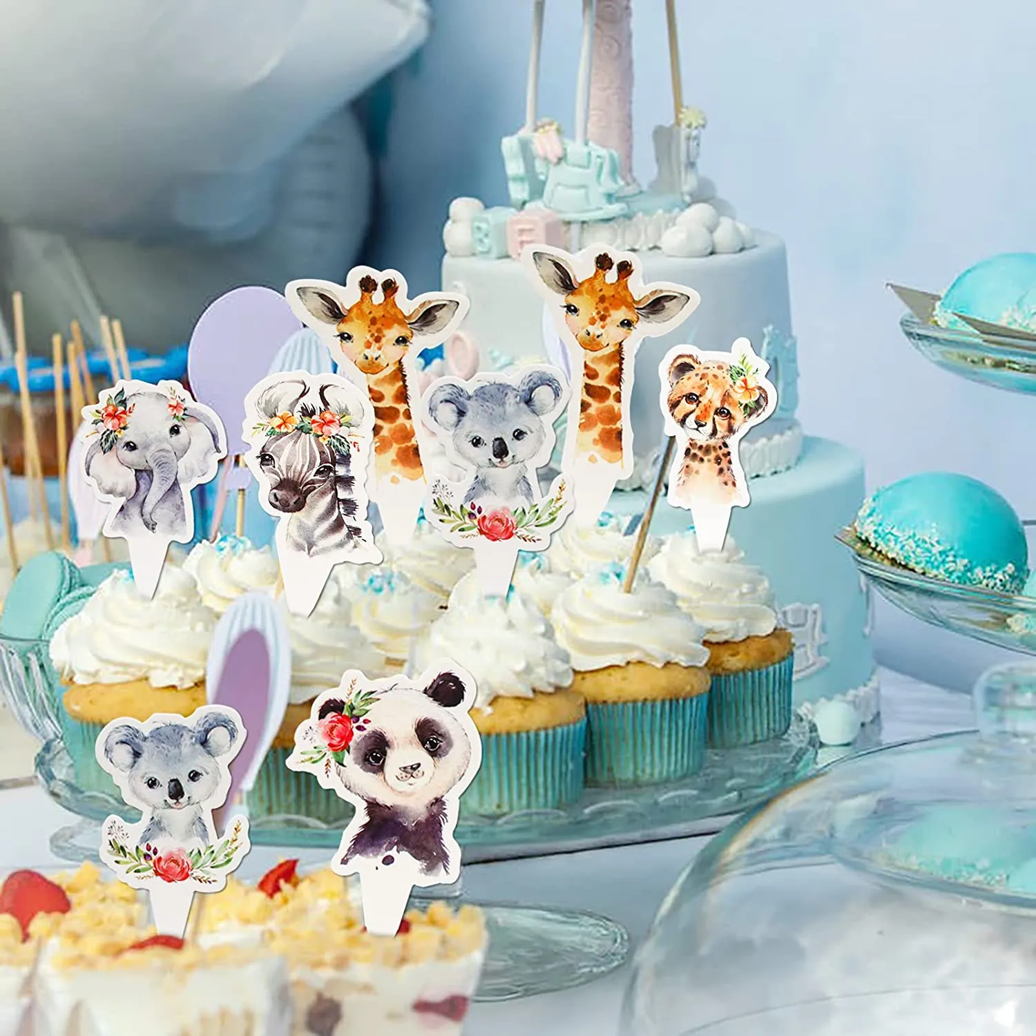 Décoration Gâteau Animaux Jungle 21 Pièces - Girafe Et Balles Colorées Pour Anniversaire Enfant