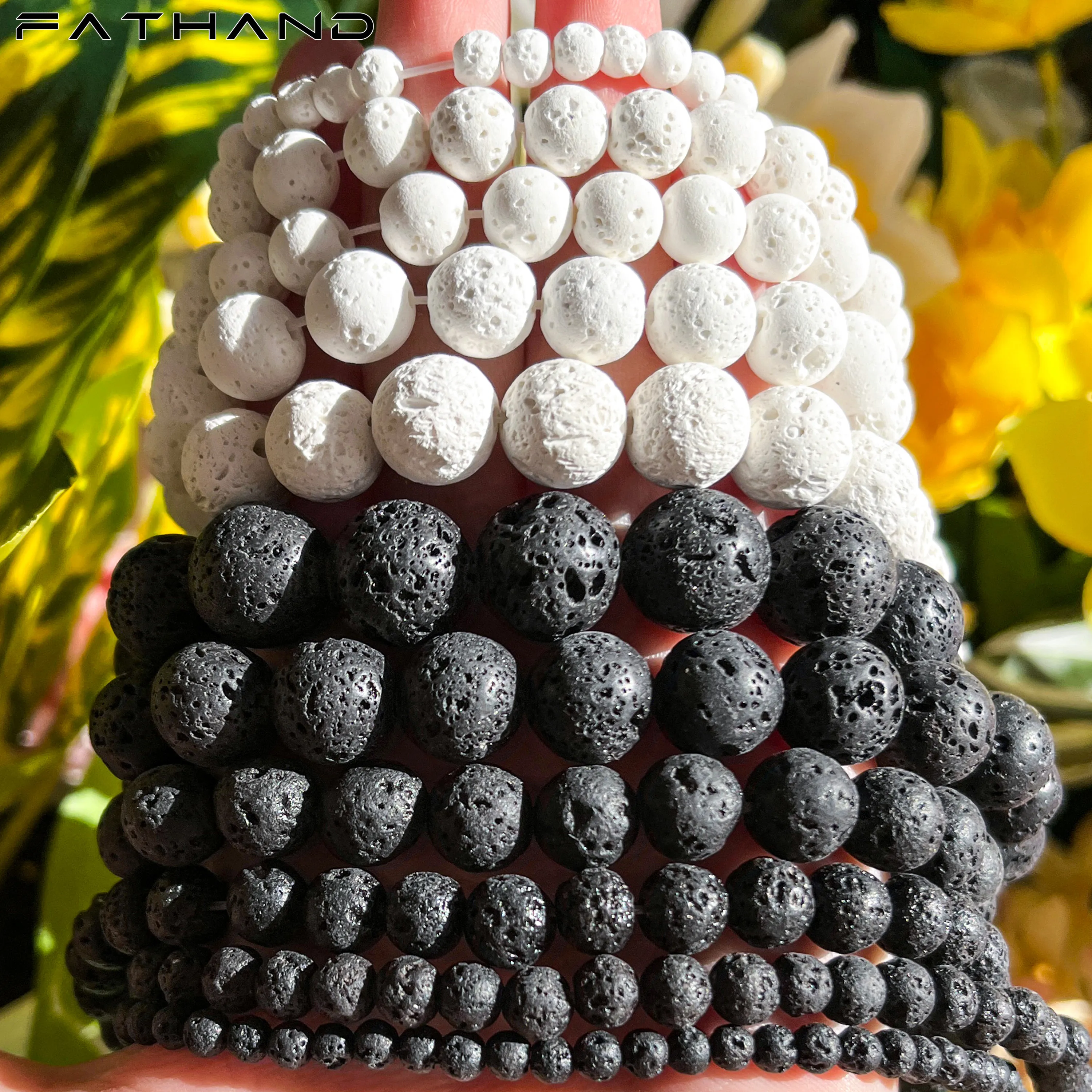 TOAOB 580pcs Natural Lava Beads - 4mm 6mm 8mm 10mm Bulk Stone Beads For Jewelry Making & Essential Oil Diffusing