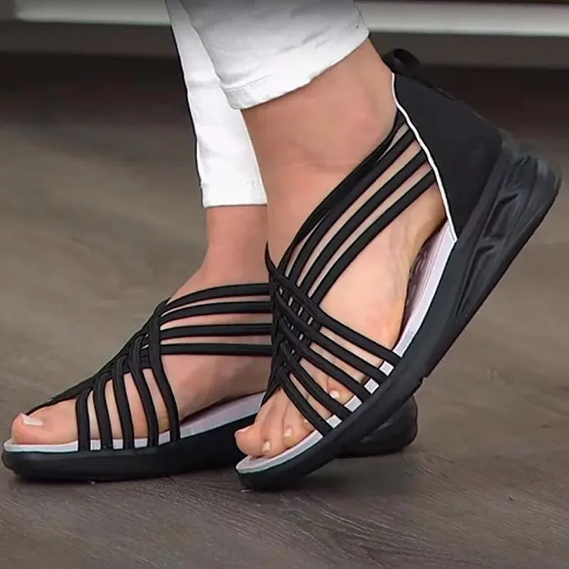 Sandales D'été Femme à Semelles Compensées En Maille - Taille 40 Noires - Neuf Jamais Portées