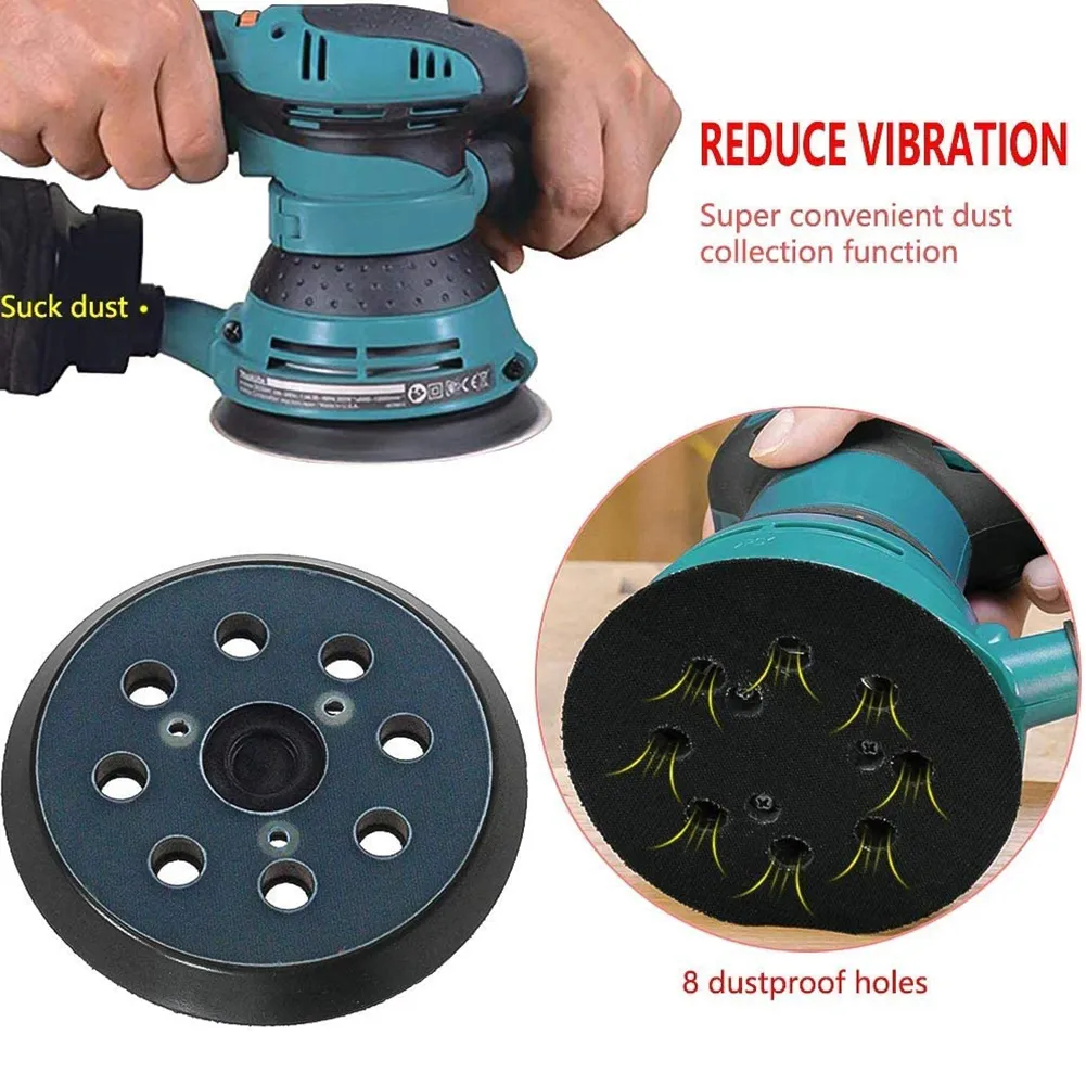 DHgate.com:5 Inch 8 Hole PU Backing Pad Round Hook And Loop Sander Pad ...
