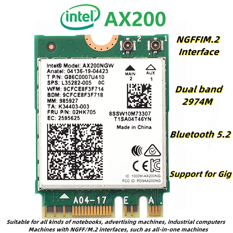 Intel AX200 WiFi 6 Adapter Dual Band 3000Mbps Wireless Network Card ...