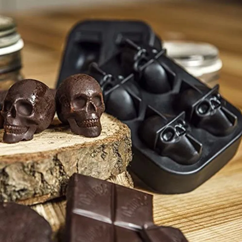 Creative 3D Skull Tray Mold For Silica Gel Gun Bullets Perfect For Home Bar Parties Whiskey Wine Ice Cream Bars Cool And Durable Unique Bar Spoons From Homepro11 4.22 DHgate.Com