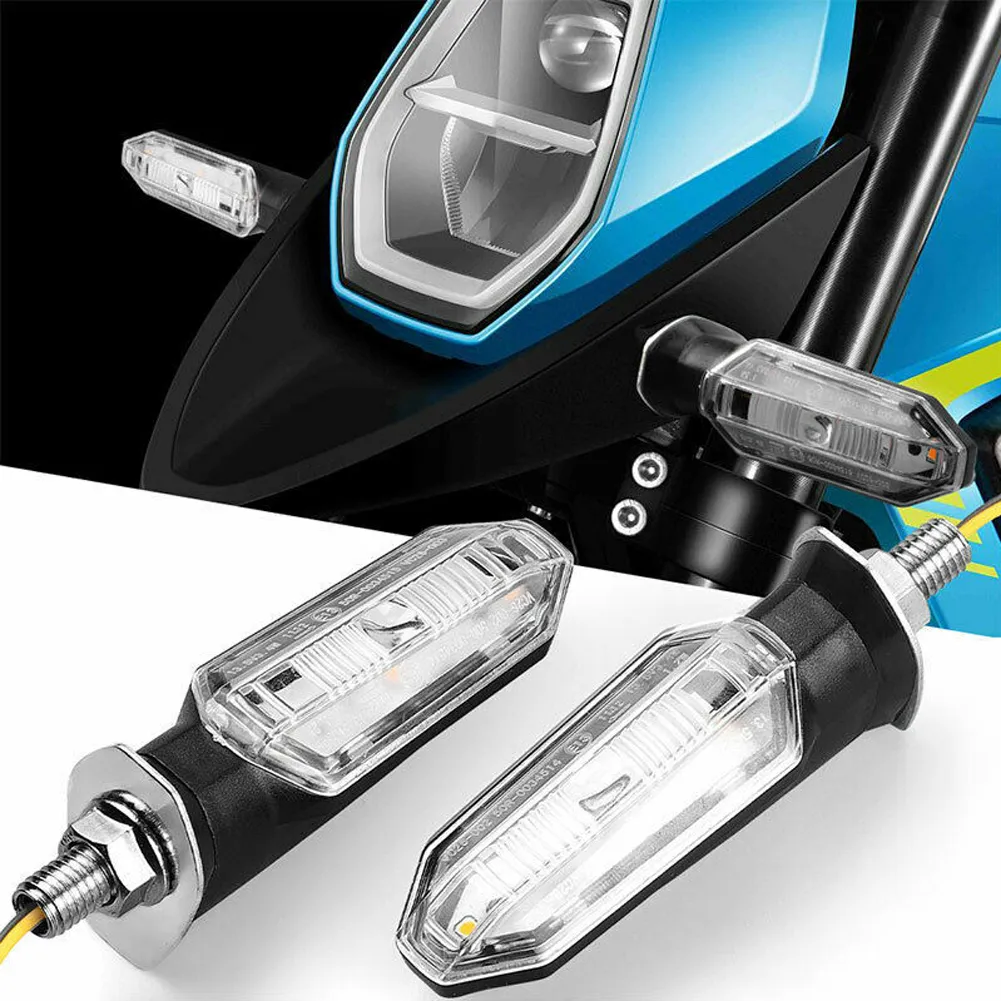 4-Pack 12-LED Motorcycle Turn Signal Lights - Universal Amber Arrow Blinkers For Kawasaki Honda Yamaha