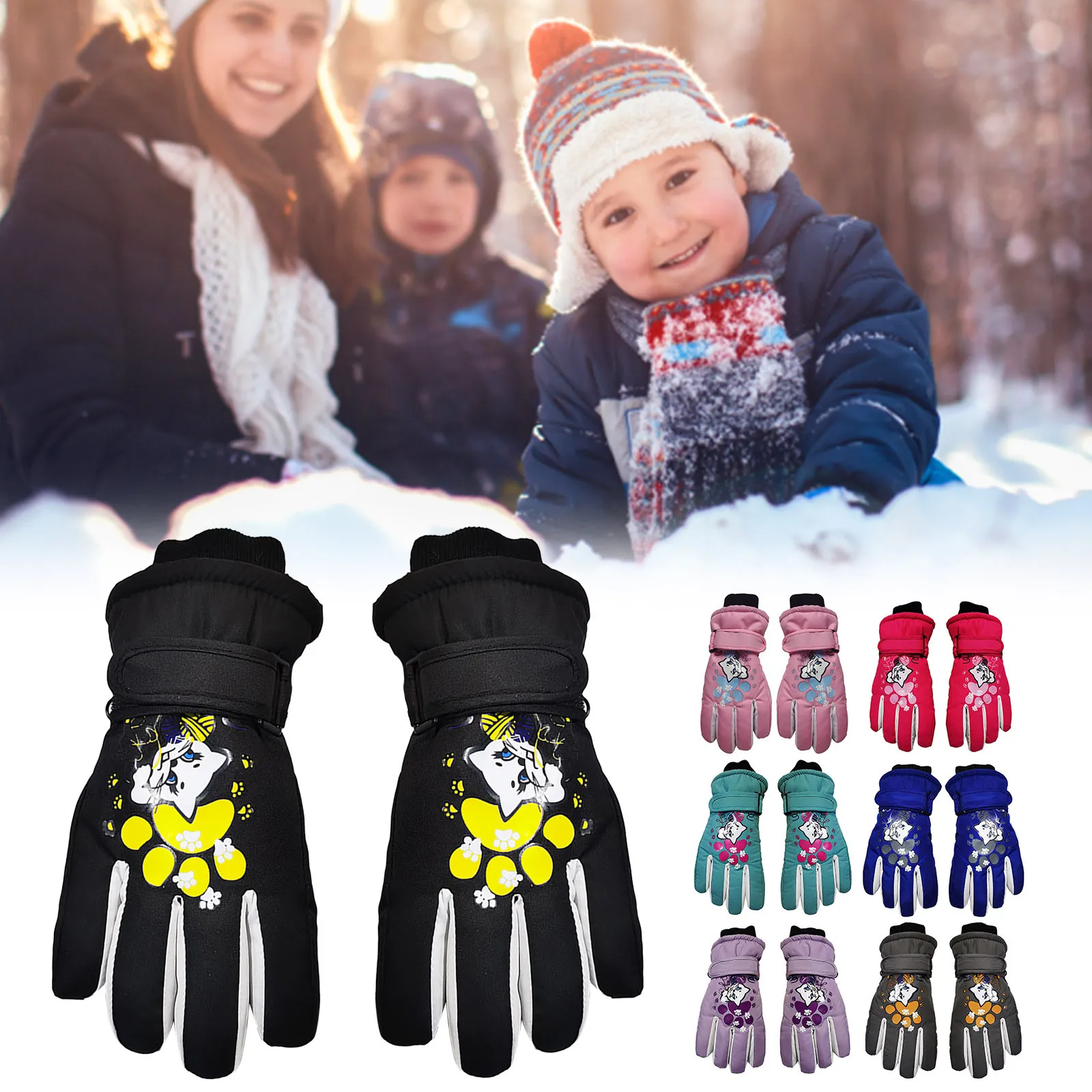 Snow gloves waterproof kids cheap