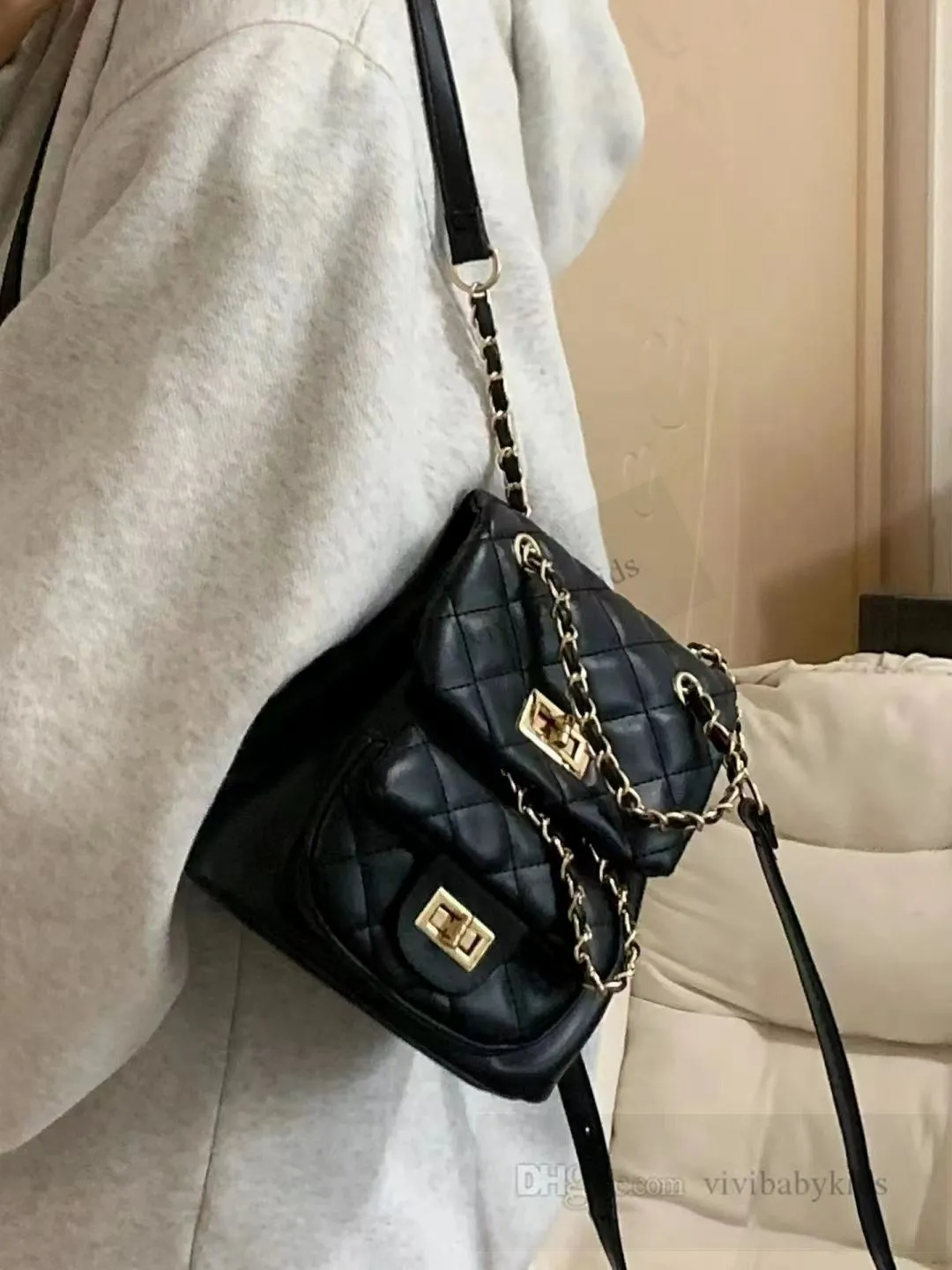 Leather checkered backpack sales