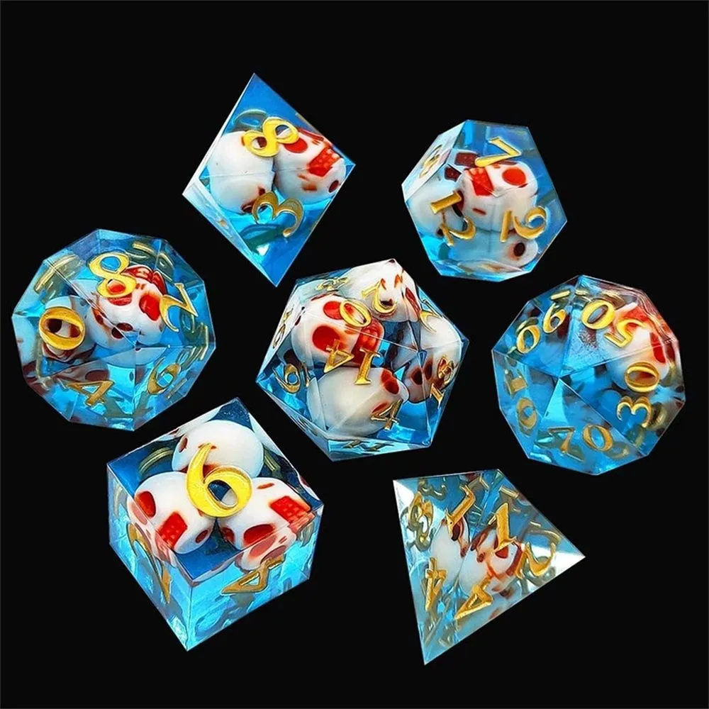 Elifel Lord of The Rings DND dobbelstenen set 7 stuks D4 D6 D8 D10 D12 D20 D% polyedrale handgemaakte hars D & D dobbelstenen voor kerkers en draken Pathfinder Roll speeltafel games