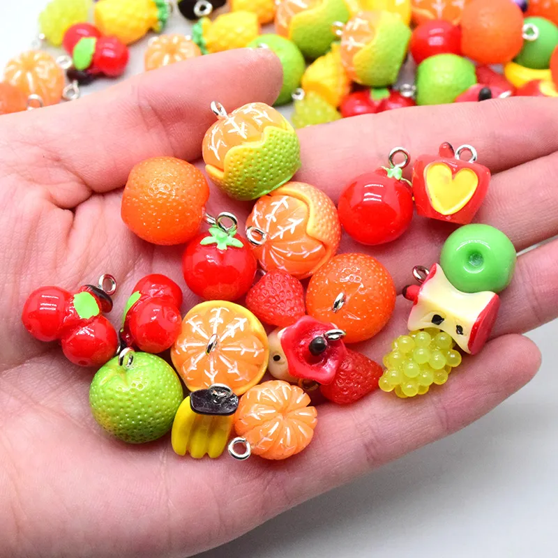Save Big on Bulk Fruit Resin Jewelry Resin Charms: 10pcs Miniature Fruit  Pendants Sweet Strawberry, Apple, Grape Orange 3D Craft Charms For DIY