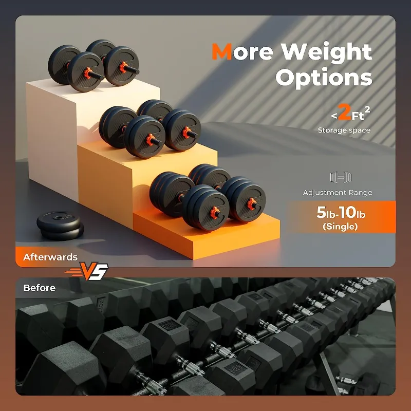 Save Big on Bulk Dumbbells With Adjustable Weights FEIERDUN Adjustable  Dumbbells, 20/30/40/50/70/90lbs Free Weight Set With Connector, In1  Dumbbells