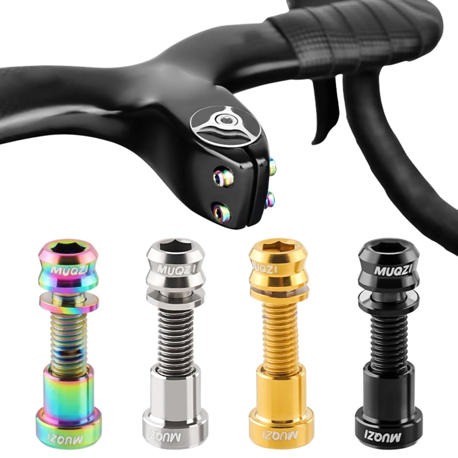 DHgate Durable Metal Bike Stem Bolts Nuts Kit with 4Pcs Ideal Handlebar Replacement Accessories for Cycling Enthusiasts Home Garden